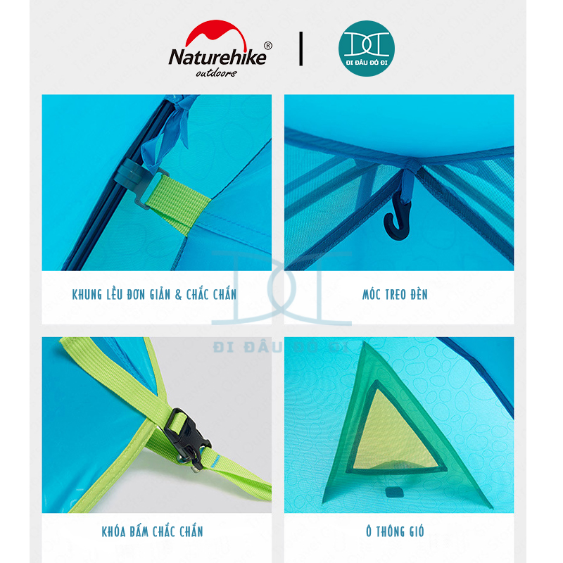 Lều Naturehike 4 người chính hãng, nhẹ, chống nước, chống tia UV, dễ dàng lắp đặt NH18Z044-P