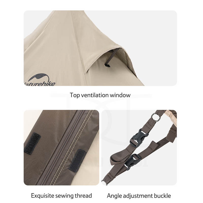 Lều cắm trại 3-4 người hình kim tự tháp Naturehike NH20ZP013 có đáy hình lục giác