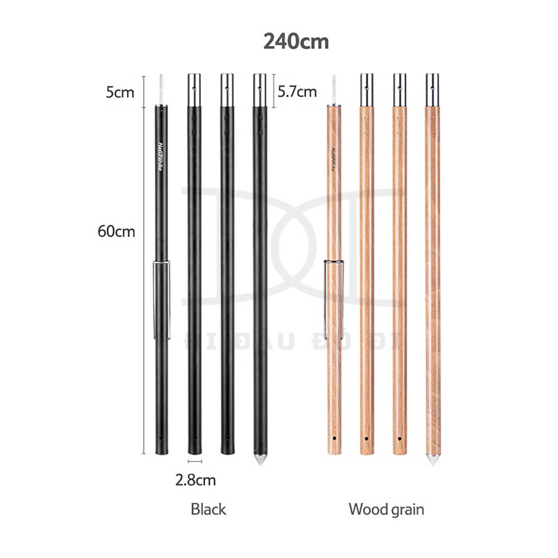 Cột chống tăng, lều có móc treo đèn dài 2.4m NatureHike NH20PJ040  