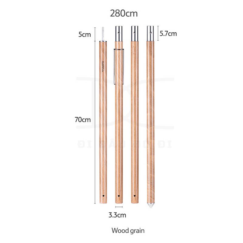 Cột chống tăng, lều có móc treo đèn dài 2.4m NatureHike NH20PJ040  